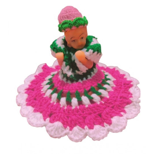 Laddu Gopal Tharad Dress Size: 0 To 6 (Pink-Green) | Home Accessories