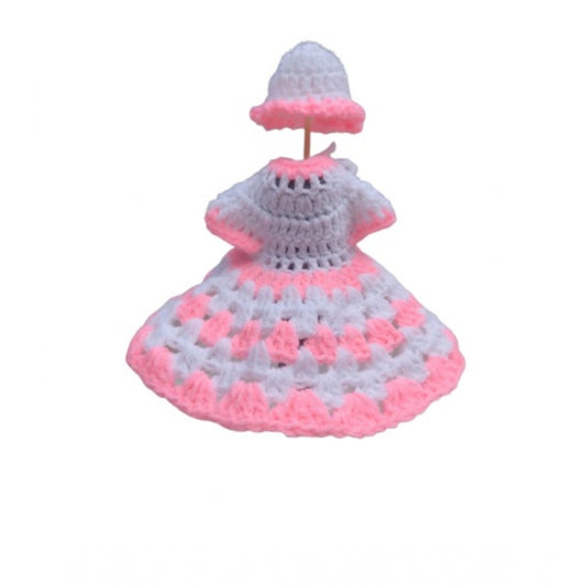 Laddu Gopal Tharad Dress Size: 0 To 6 (White-Baby Pink) | Home Accessories