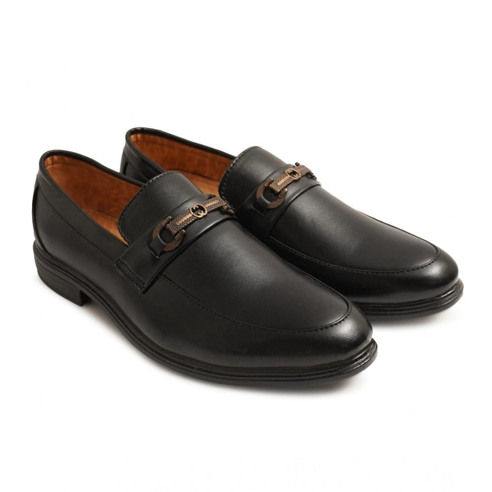 Men's Casual Faux Leather Solid Slip-on Formal Shoes (Black) - Black, Faux Leather • Pattern: Solid, Solid | POPNOVA