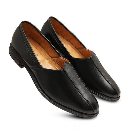 Men's Casual Faux Leather Solid Slip-on Formal Shoes (Black) - Black, Faux Leather • Pattern: Solid, Solid | POPNOVA