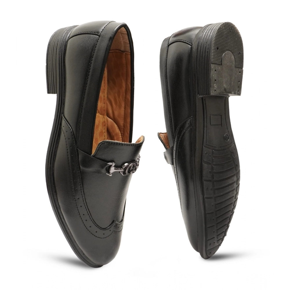 Men's Casual Faux Leather Solid Slip-on Formal Shoes (Black) - Black, Faux Leather • Pattern: Solid, Solid | POPNOVA