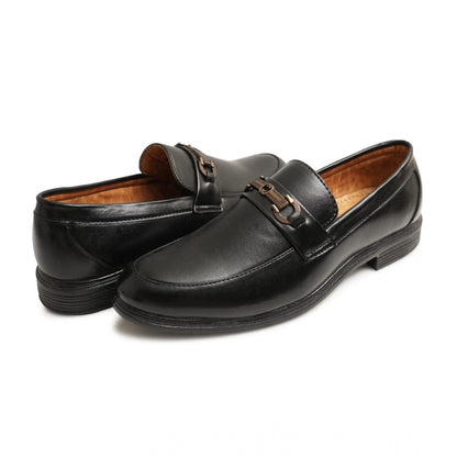 Men's Casual Faux Leather Solid Slip-on Formal Shoes (Black) - Black, Faux Leather • Pattern: Solid, Solid | POPNOVA