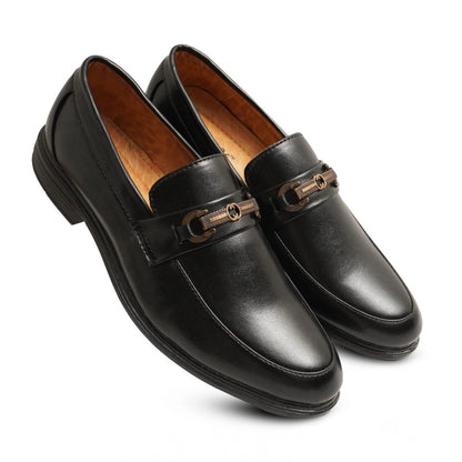 Men's Casual Faux Leather Solid Slip-on Formal Shoes (Black) - Black, Faux Leather • Pattern: Solid, Solid | POPNOVA