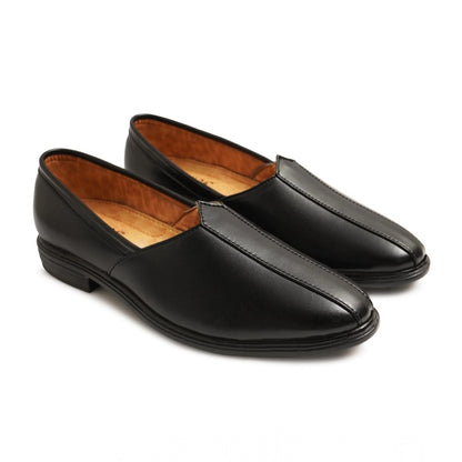 Men's Casual Faux Leather Solid Slip-on Formal Shoes (Black) - Black, Faux Leather • Pattern: Solid, Solid | POPNOVA