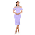 Generic Women's Knitting stretchable Solid Round Neck Sleeveless Dress (Purple)