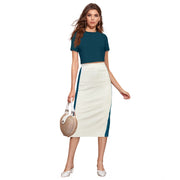 Women's Knitting stretchable Solid Round Neck Cap Sleeve Top - Morpich