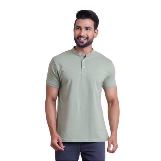 Solid Cotton Mandarin Collar Half Sleeve T-Shirt for Men - Newsage - POPNOVA - photo 1
