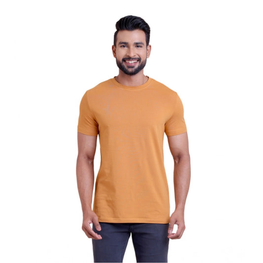 Solid Cotton Round Neck Half Sleeve T-Shirt for Men - Brown - POPNOVA - photo 1