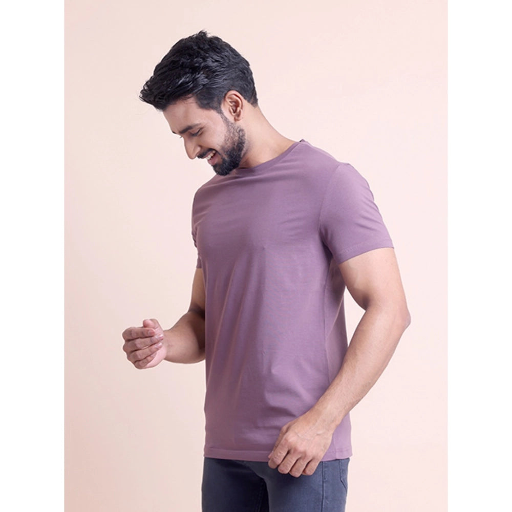 Solid Cotton Round Neck Half Sleeve T-Shirt for Men - Berry - POPNOVA - photo 2