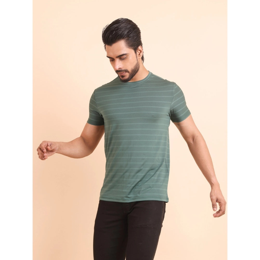 Solid Nylon Round Neck Half Sleeve T-Shirt for Men - Green - POPNOVA - photo 2