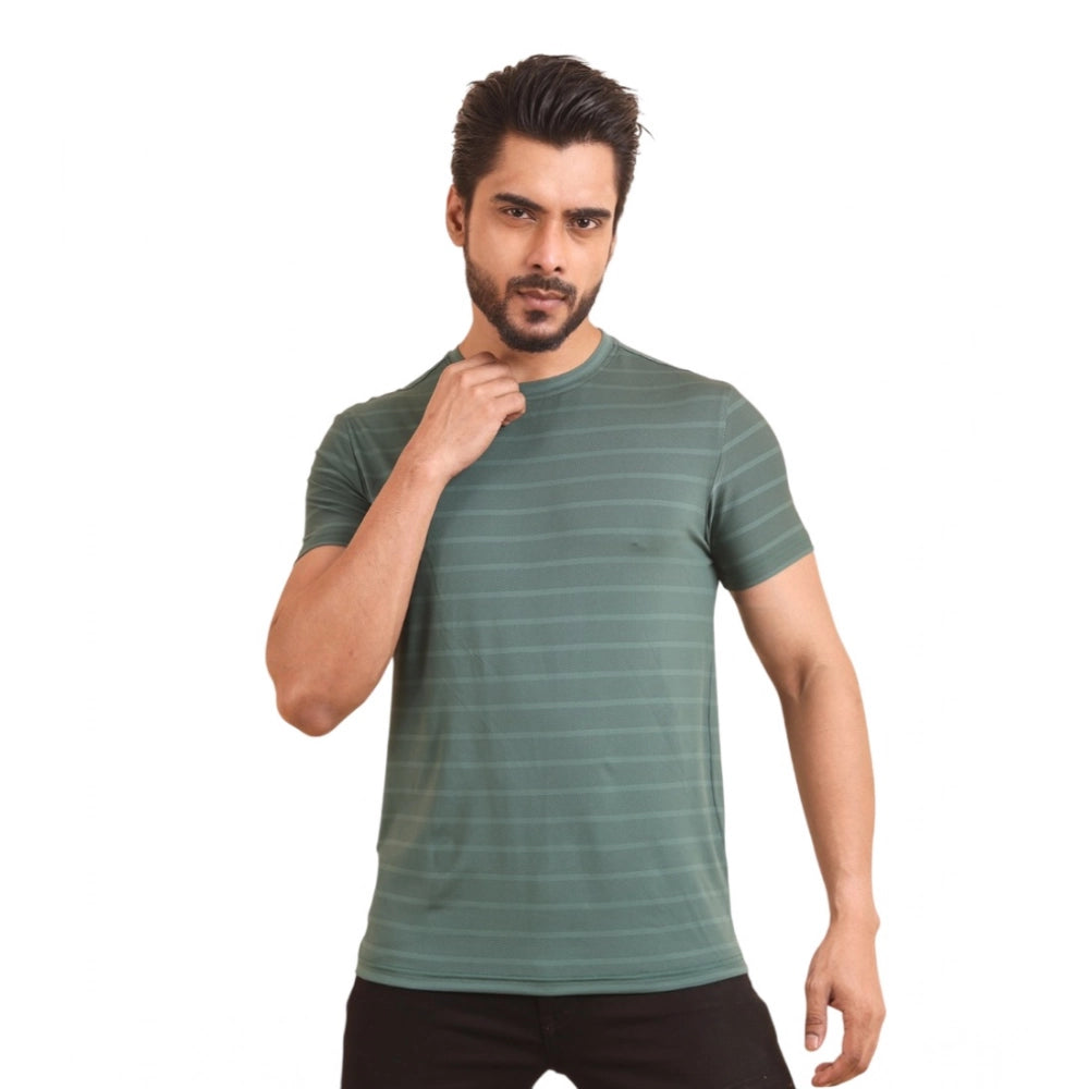 Solid Nylon Round Neck Half Sleeve T-Shirt for Men - Green - POPNOVA - photo 1