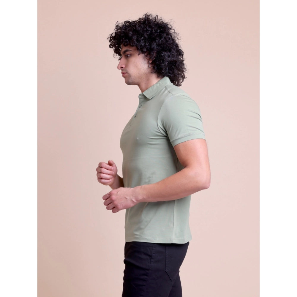 Solid Cotton Polo Neck Half Sleeve T-Shirt for Men - Newsage - POPNOVA - photo 2
