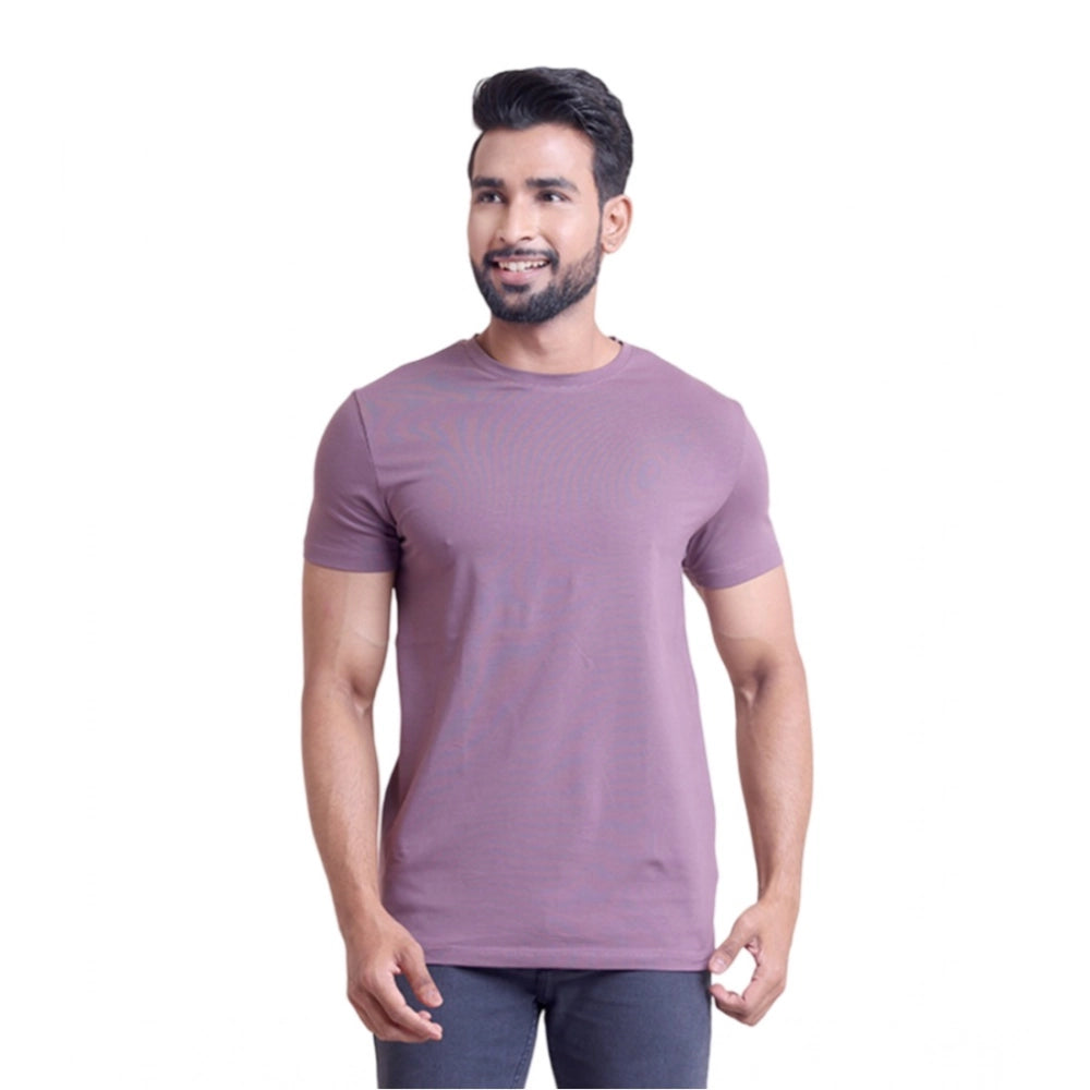 Solid Cotton Round Neck Half Sleeve T-Shirt for Men - Berry - POPNOVA - photo 1