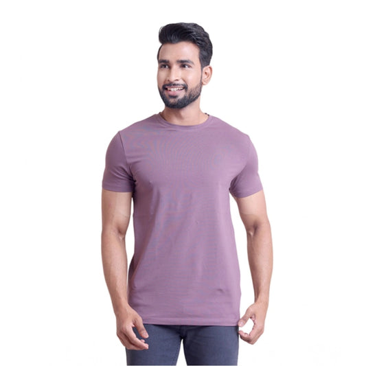 Solid Cotton Round Neck Half Sleeve T-Shirt for Men - Berry - POPNOVA - photo 1