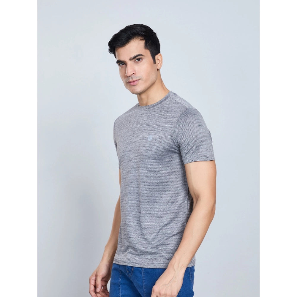 Solid Nylon Round Neck Half Sleeve T-Shirt for Men - Black - POPNOVA - photo 2
