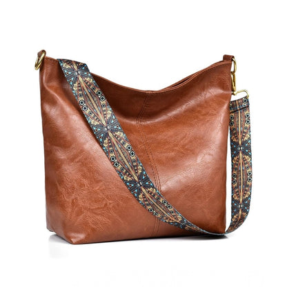 Women's PU Leather Medium Sling bag Zipper Handbag (Brown) - POPNOVA