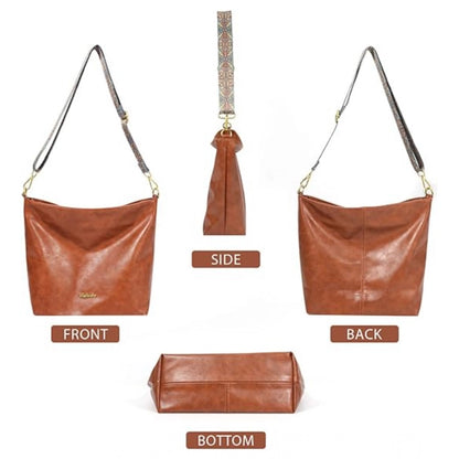 Women's PU Leather Medium Sling bag Zipper Handbag (Brown) - POPNOVA