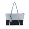 Generic Women's Faux Leather Large Shoulder Zipper Handbag (Light Blue)