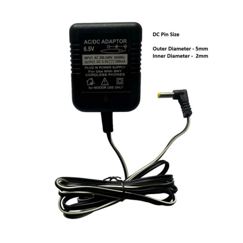 6.5V 500mA DC Power Adapter Power Supply AC Input 200-240 V for Toys- Cordless Phones- FM Radio- Other Electronic - IT Gadgets (Black) - product image 2