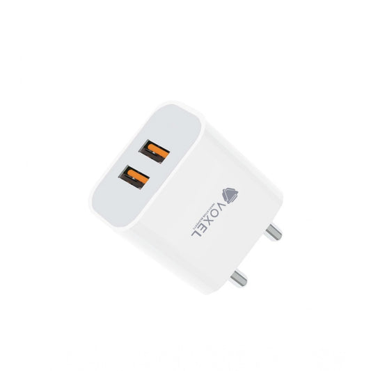 VOXEL 18 Watt Double Usb Port Charger AB Plastic (White) - product image 1
