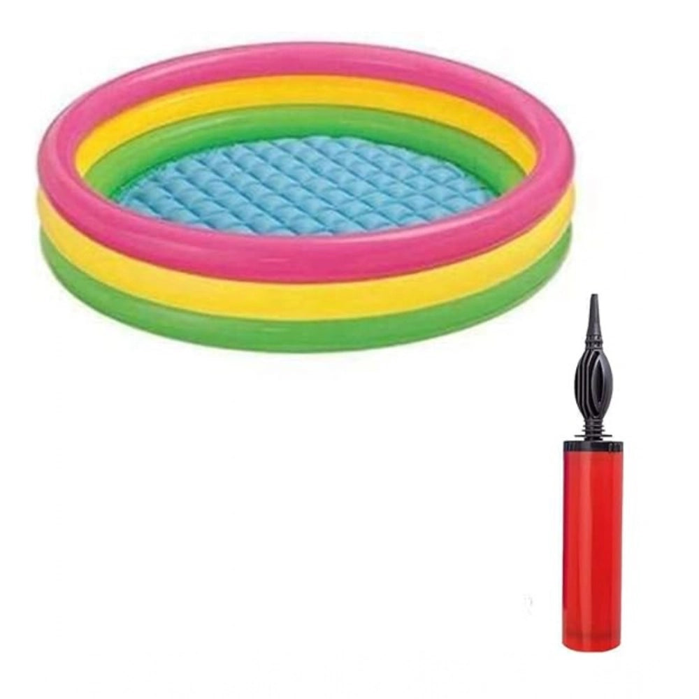 Generic Plastic Bath Tub With Pump 3 Ft Round For Kids (Multicolor )