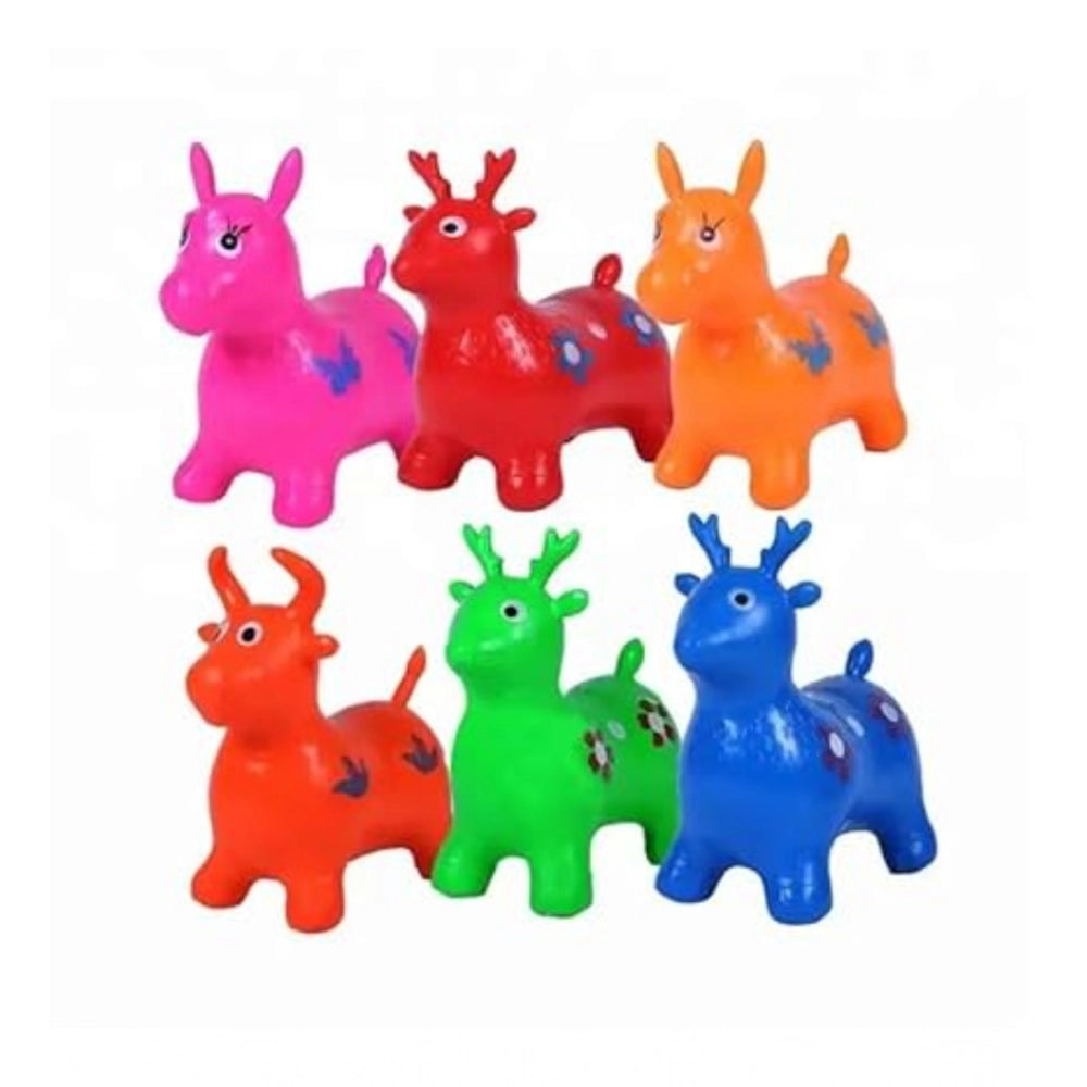 ‎‎Plastic Inflatable Jumping And Riding Horse Air Animal Shape Jumping Toys (Multicolor ) kids toys