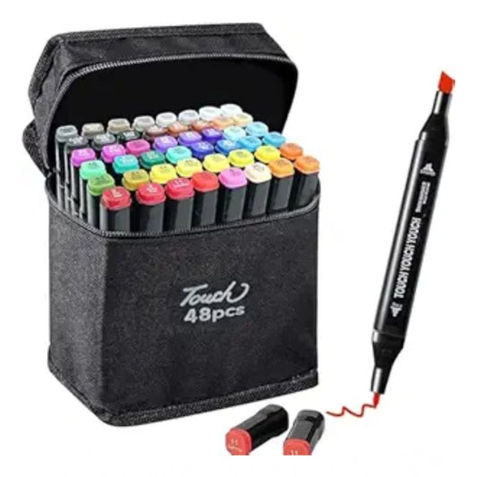 Plastic 48Pcs Colors Art Markers Sketch Pen Dual Tip Artist Art Marker (Multicolor ) - POPNOVA
