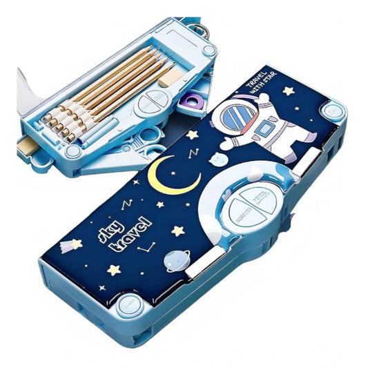 Plastic Magnetic Pencil Case With Sharpener Compass Box For Kids (Multicolor ) - POPNOVA
