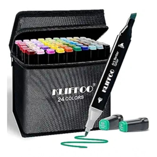 Plastic 24Pcs Colors Art Markers Sketch Pen Dual Tip Artist Art Marker (Multicolor ) - POPNOVA