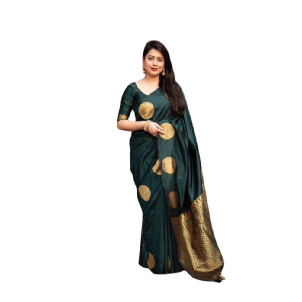 Women's Silk Printed Saree With Unstitched Blouse 5.5 Mtr (Green)