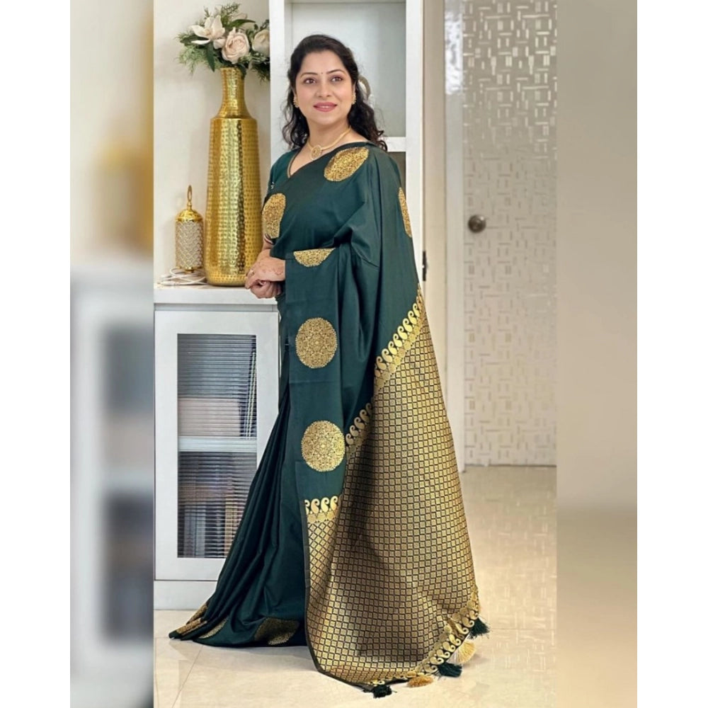 Women's Silk Printed Saree With Unstitched Blouse 5.5 Mtr (Green)