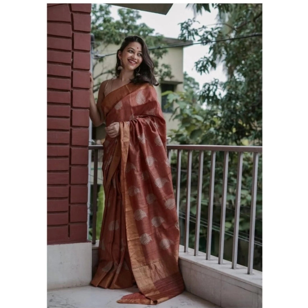 Women's Silk Printed Saree With Unstitched Blouse 5.5 Mtr (Maroon)