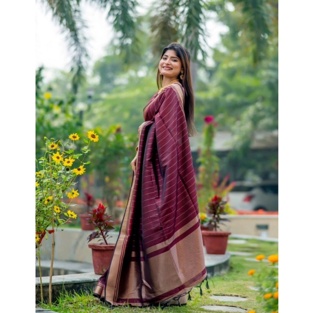 Women's Silk Printed Saree With Unstitched Blouse 5.5 Mtr (Maroon)