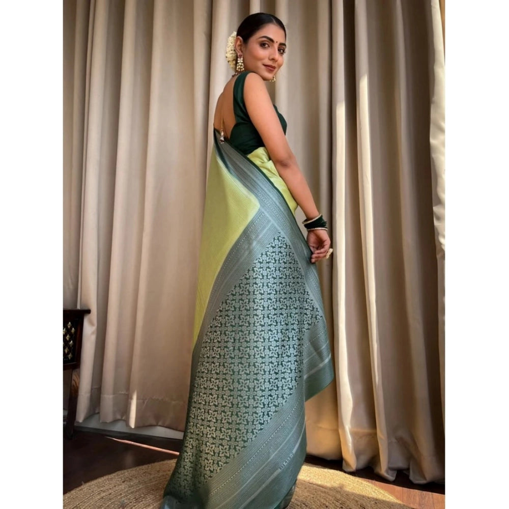 Women's Silk Printed Saree With Unstitched Blouse 5.5 Mtr (Sea Green)
