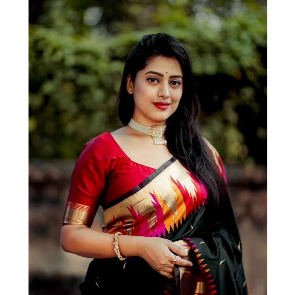 Women's Silk Printed Saree With Unstitched Blouse 5.5 Mtr (Multicolor)