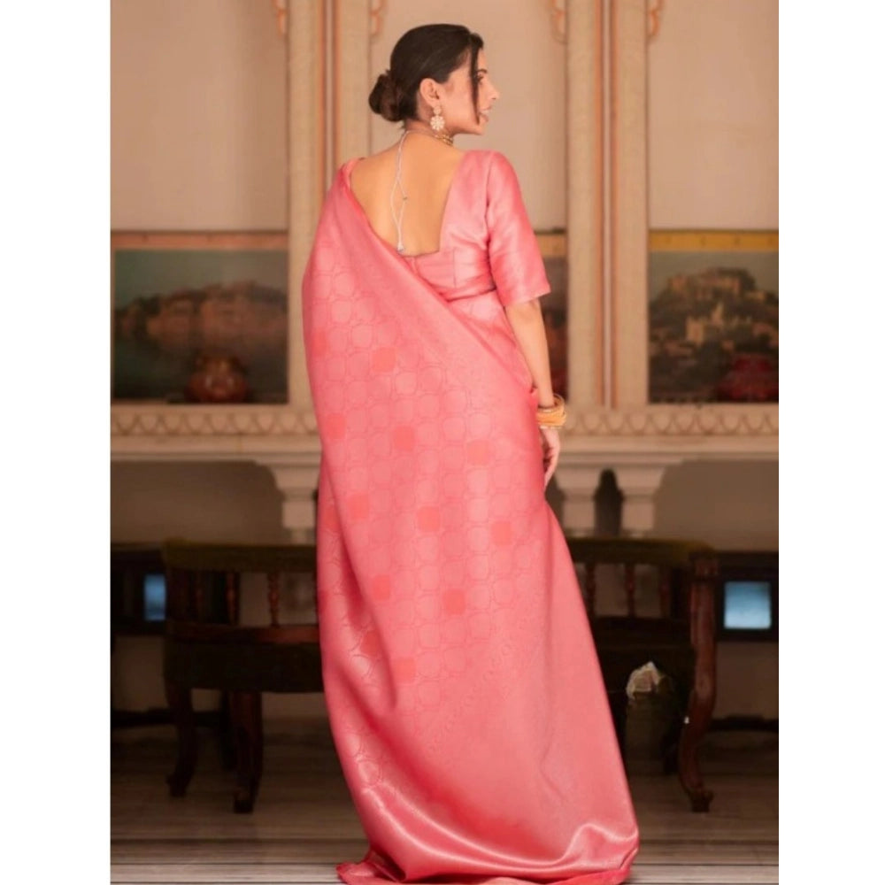 Women's Silk Printed Saree With Unstitched Blouse 5.5 Mtr (Pink)