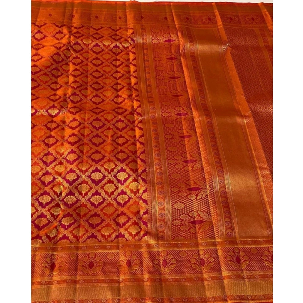 Women's Silk Printed Saree With Unstitched Blouse 5.5 Mtr (Red)