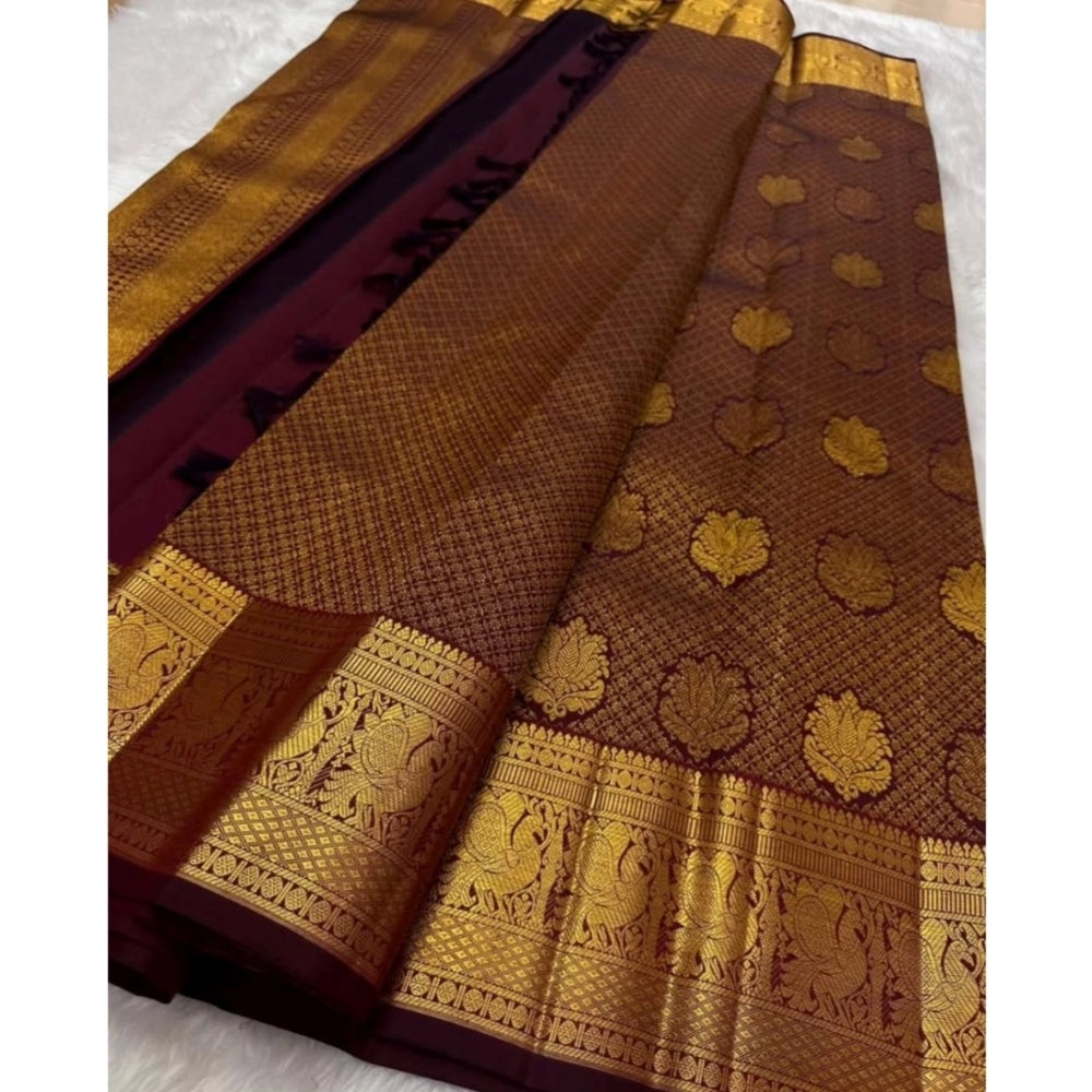 Women's Silk Printed Saree With Unstitched Blouse 5.5 Mtr (Maroon)