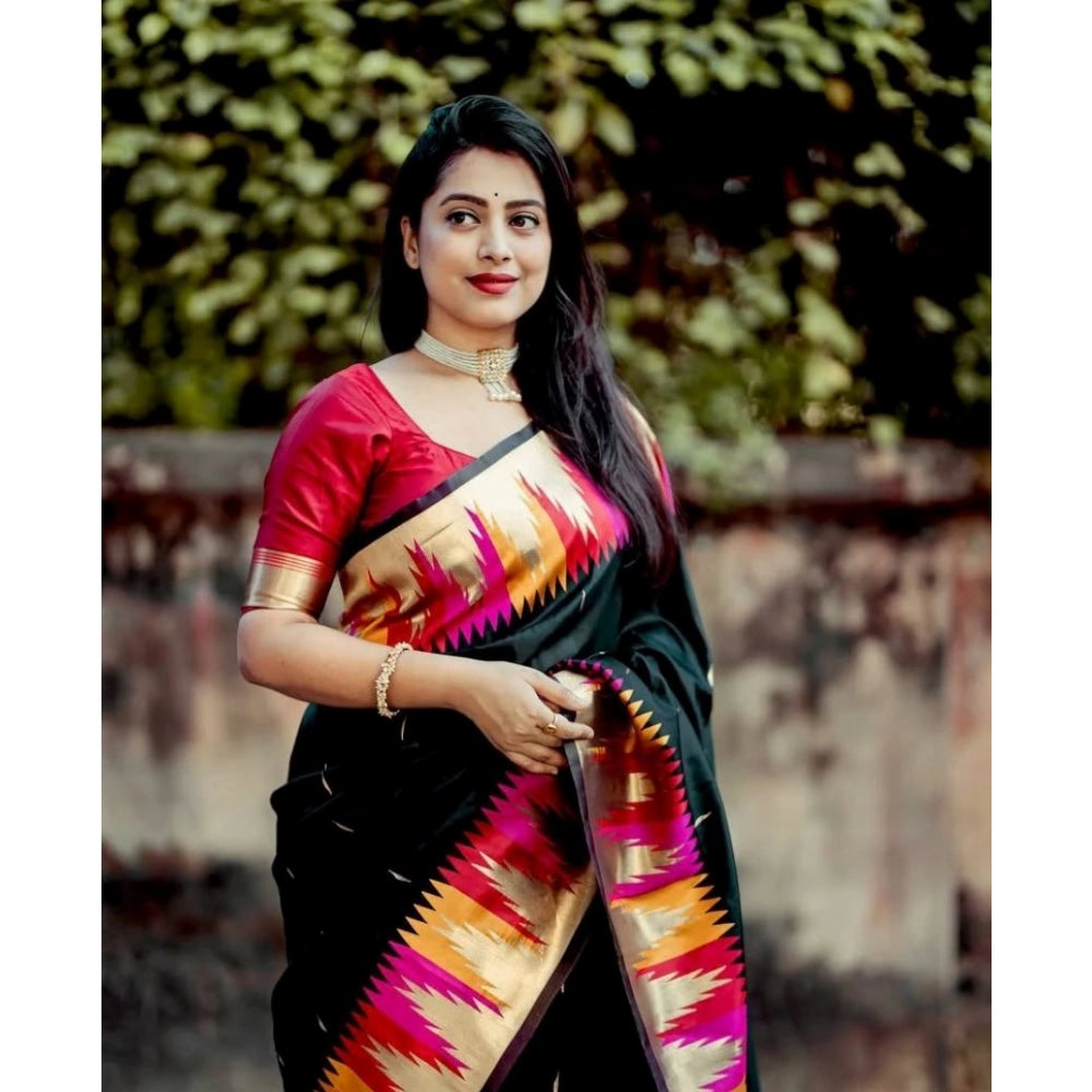 Women's Silk Printed Saree With Unstitched Blouse 5.5 Mtr (Multicolor)