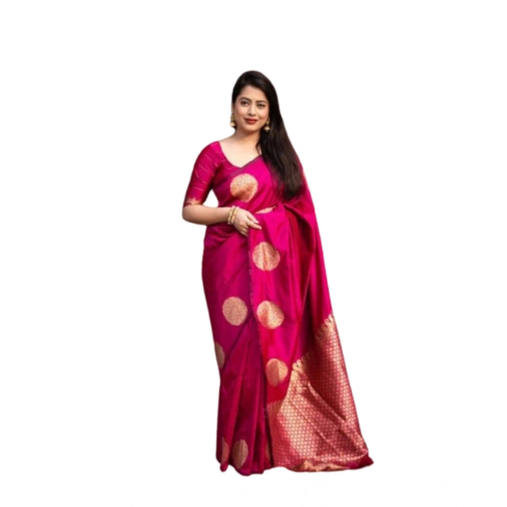 Women's Silk Printed Saree With Unstitched Blouse 5.5 Mtr (Pink)