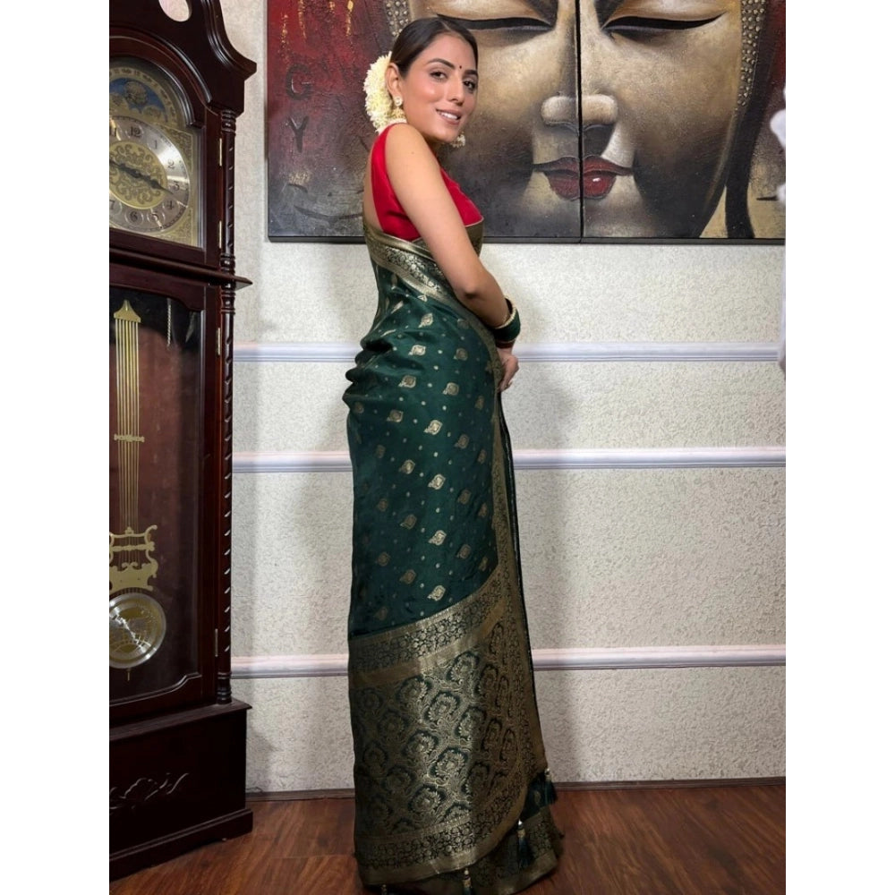 Women's Silk Printed Saree With Unstitched Blouse 5.5 Mtr (Green)
