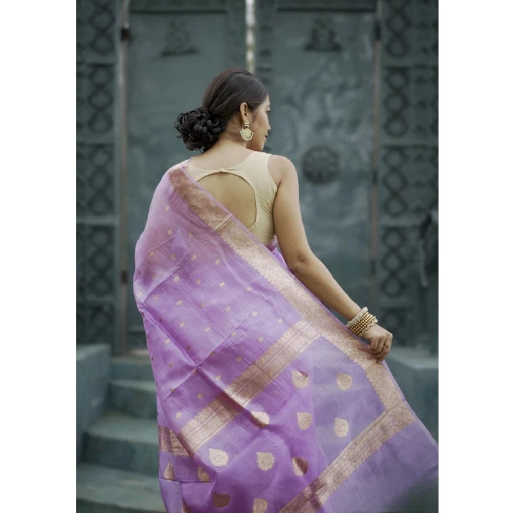 Women's Cotton Printed Saree With Unstitched Blouse 5.5 Mtr (Lavender)