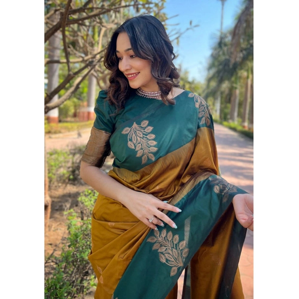 Women's Silk Printed Saree With Unstitched Blouse 5.5 Mtr (Yellow)