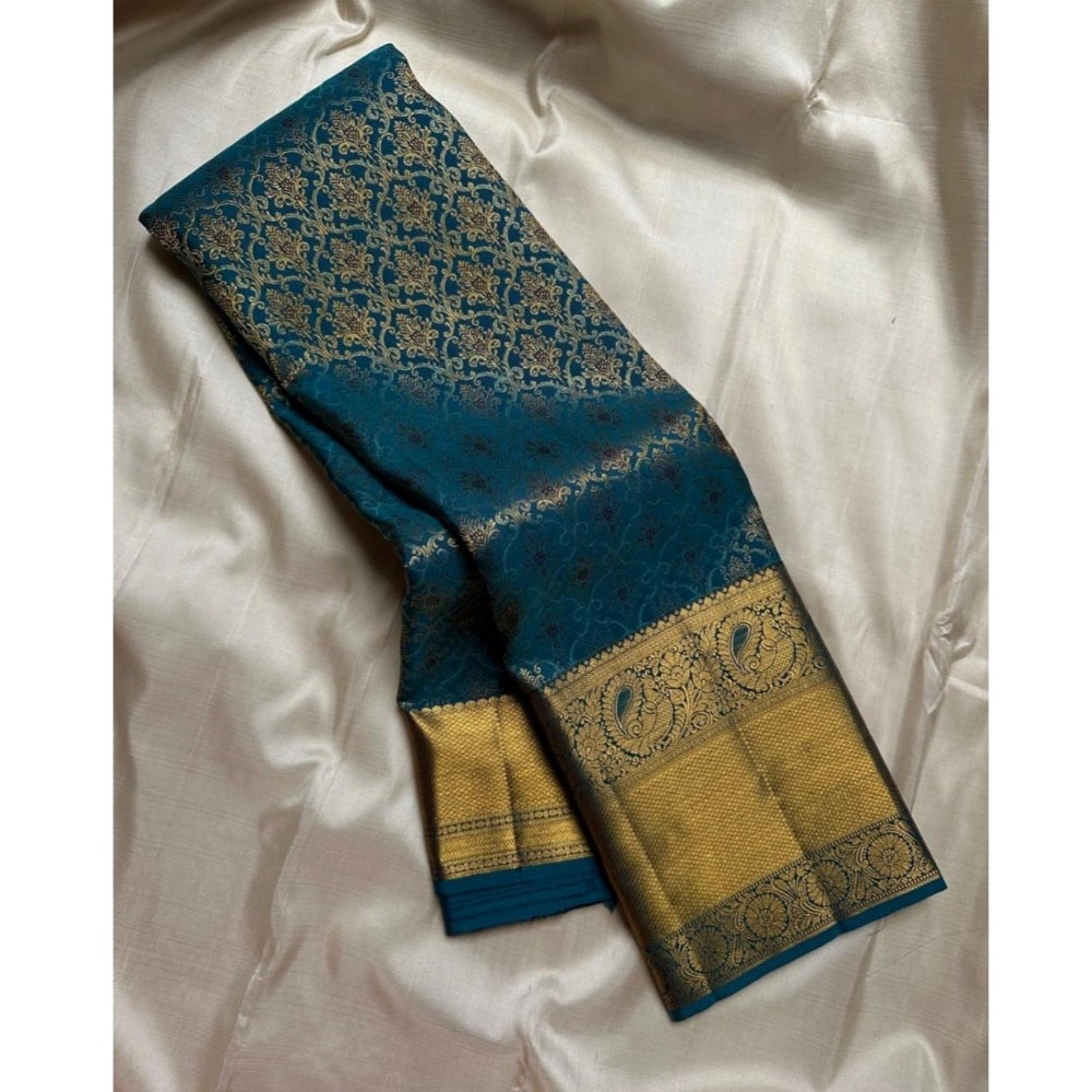 Women's Silk Printed Saree With Unstitched Blouse 5.5 Mtr (Rama)
