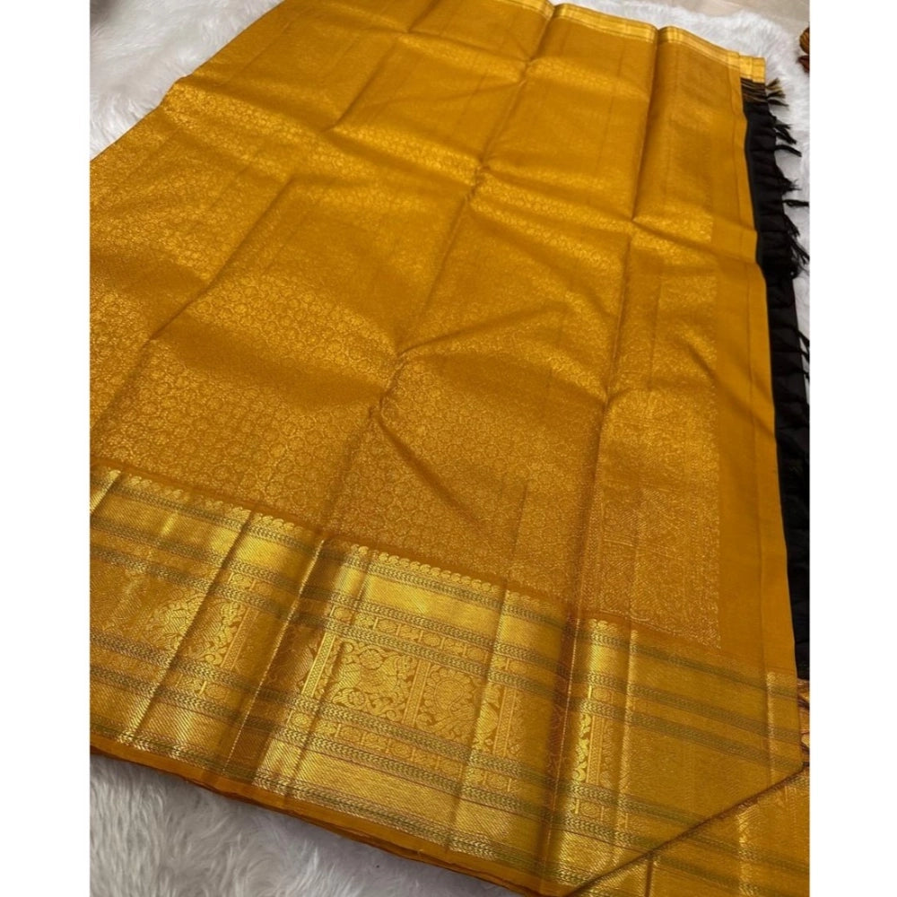 Women's Silk Printed Saree With Unstitched Blouse 5.5 Mtr (Black)