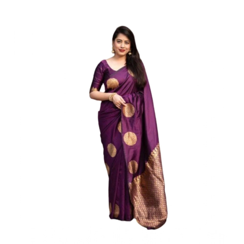 Women's Silk Printed Saree With Unstitched Blouse 5.5 Mtr (Wine)