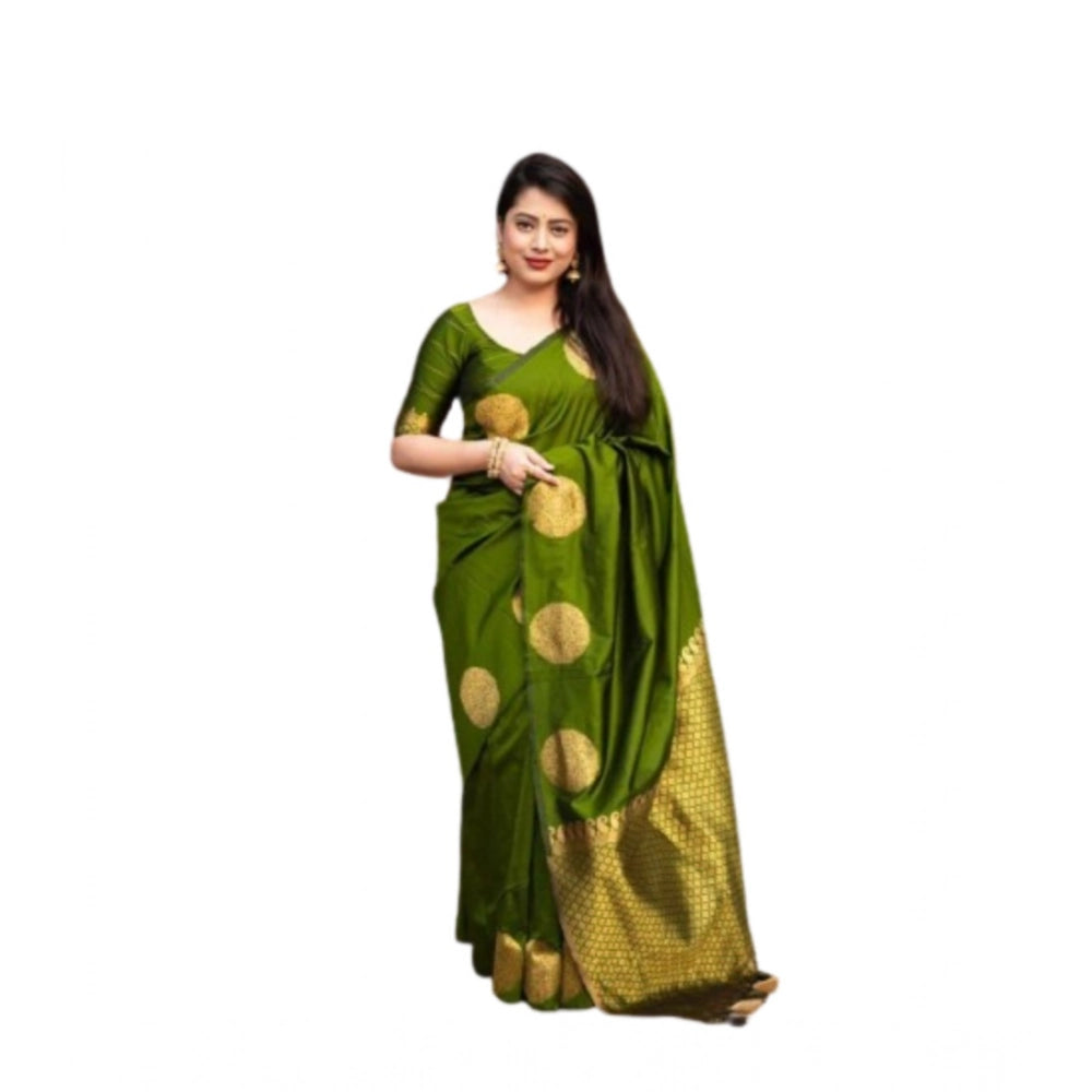 Women's Silk Printed Saree With Unstitched Blouse 5.5 Mtr (Green)