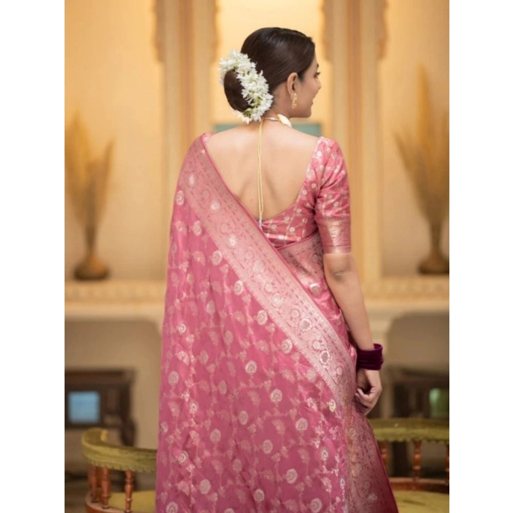 Women's Silk Printed Saree With Unstitched Blouse 5.5 Mtr (Peach)