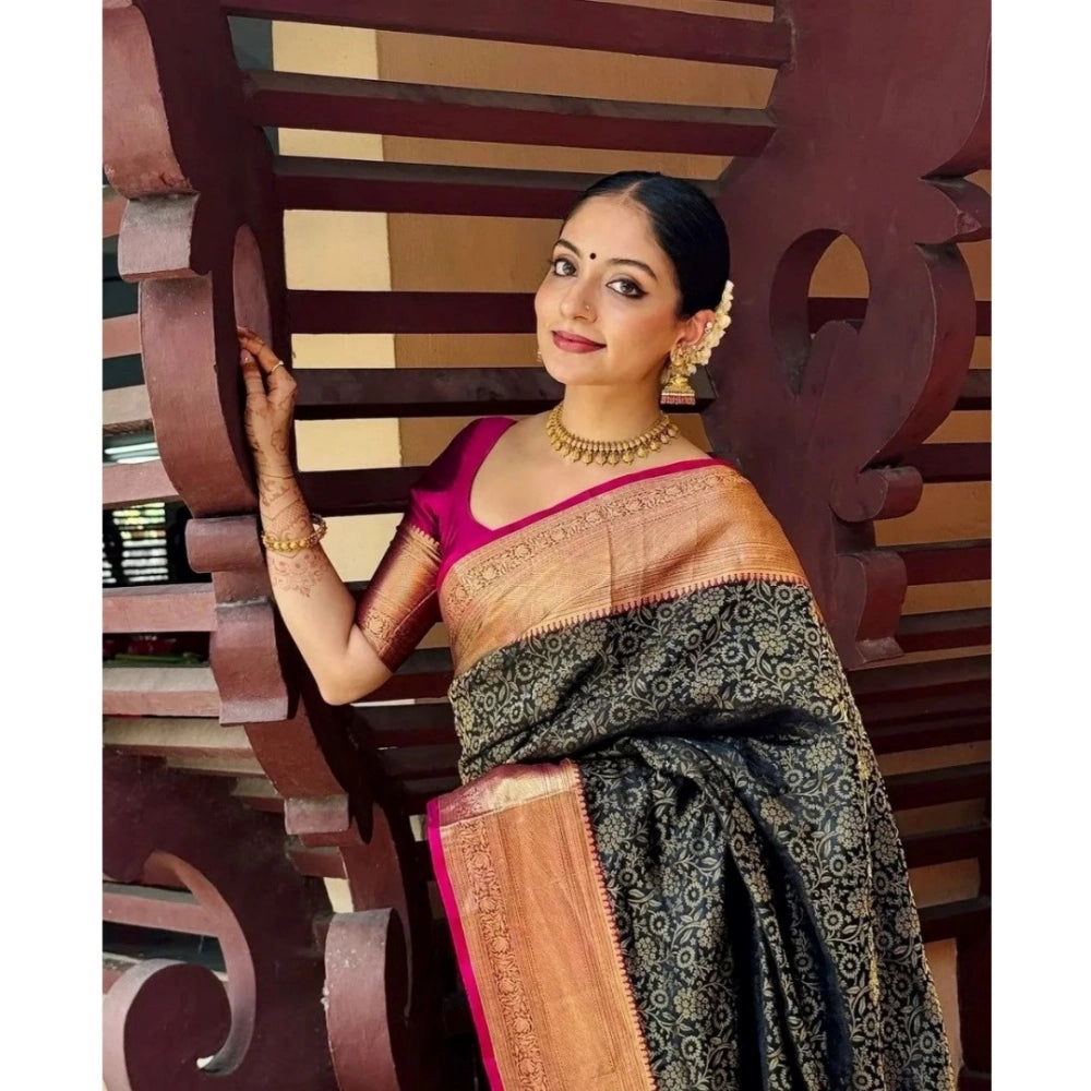 Women's Silk Printed Saree With Unstitched Blouse 5.5 Mtr (Green)