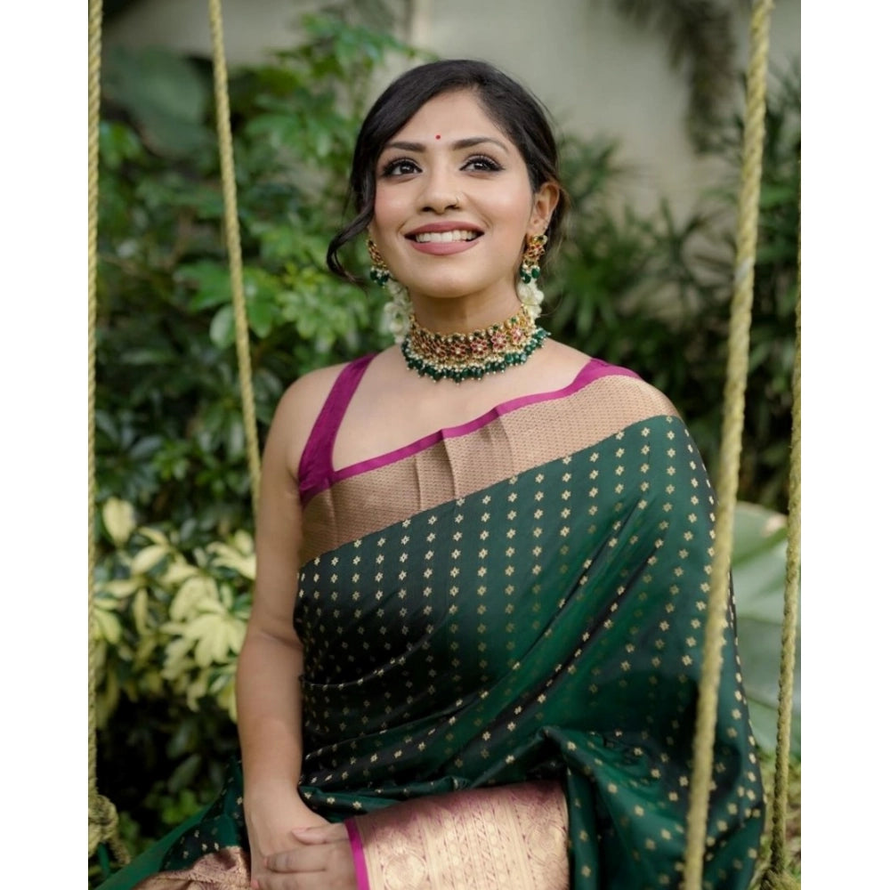 Women's Silk Printed Saree With Unstitched Blouse 5.5 Mtr (Green)